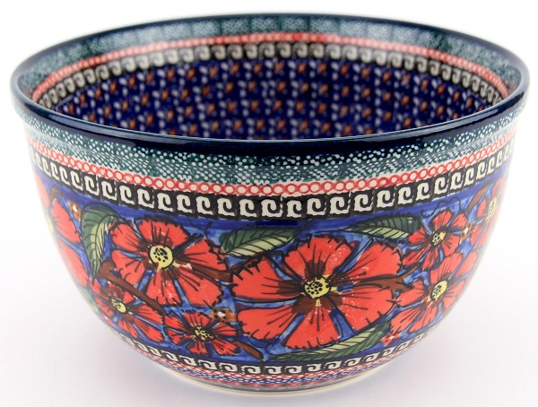 Polish Pottery Mixing & Serving Bowl 2 qt, Poppies Unikat | Boleslawiec