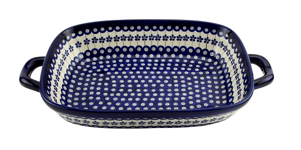 Polish Pottery Rectangular Baking Dish with Handles 18
