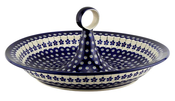 Polish Pottery Serving Bowl with Center Handle 13.5