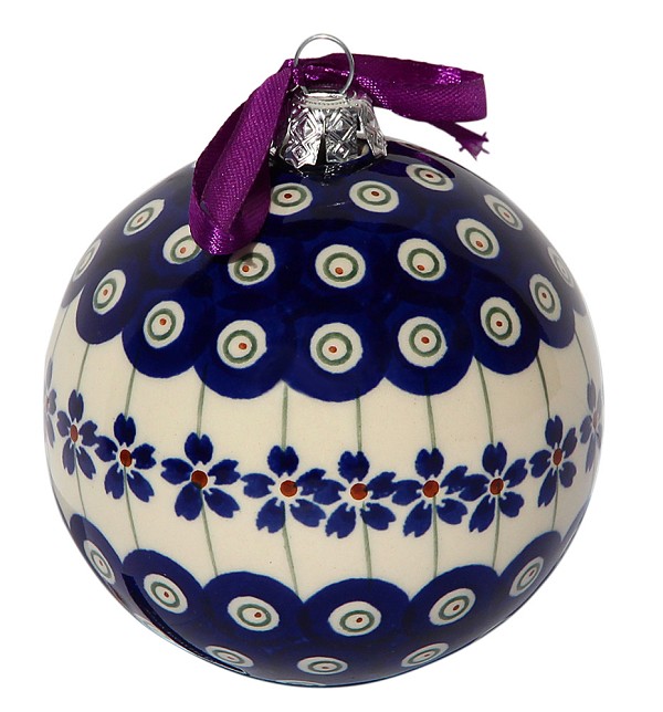 Polish Pottery Christmas Ball Ornament 3.5