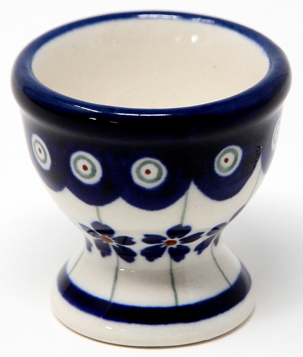 Polish Pottery Egg Cup for Soft-Boiled Eggs, Floral Peacock | Boleslawiec