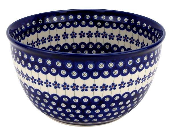 Polish Pottery Mixing & Serving Bowl 5 qt, Floral Peacock | Boleslawiec