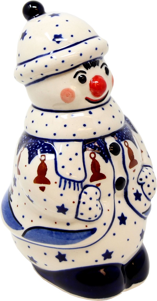 Polish Pottery Snowman Figurine – Handmade Boleslawiec Winter Decor