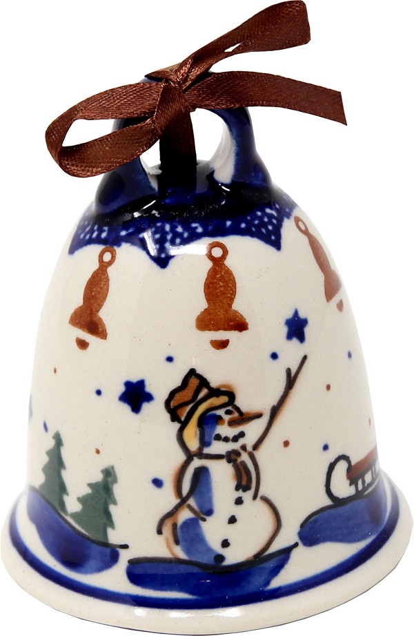 Polish Pottery Christmas Bell – Handmade Stoneware Holiday Ornament by Zaklady Boleslawiec