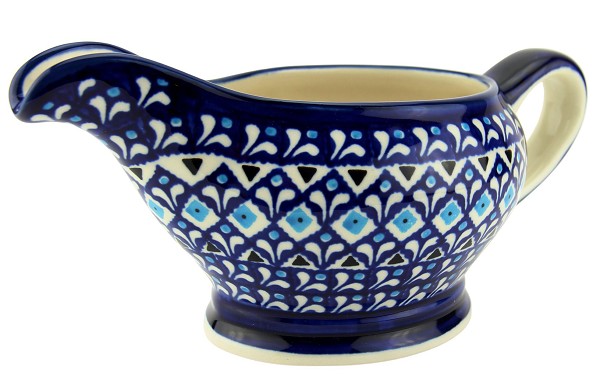 Polish Pottery Gravy Boat 16 oz, Blue Diamond Dream | Boleslawiec