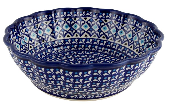 Polish Pottery Scalloped Serving Bowl 9.5