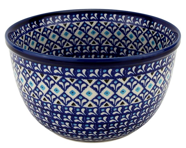 Polish Pottery Mixing & Serving Bowl 2 qt, Blue Diamond Dream | Boleslawiec