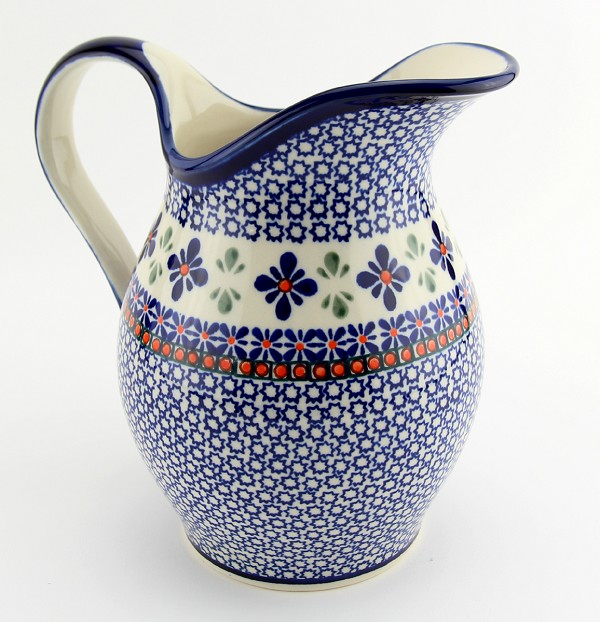 Polish Pottery Pitcher 2 qt, Star Flower | Boleslawiec