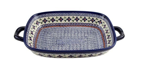 Polish Pottery Rectangular Baking Dish with Handles 18