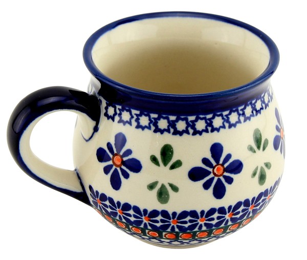 Polish Pottery Coffee Mug 8 oz, Star Flower | Boleslawiec