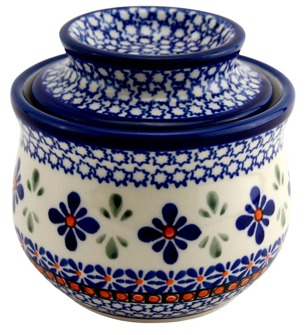 Polish Pottery French Butter Dish / Butter Bell 7.5 oz, Star Flower | Boleslawiec