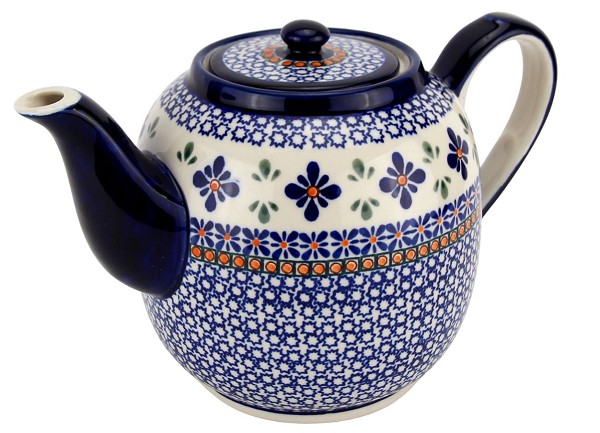 Polish Pottery Teapot 2 qt, Star Flower | Boleslawiec