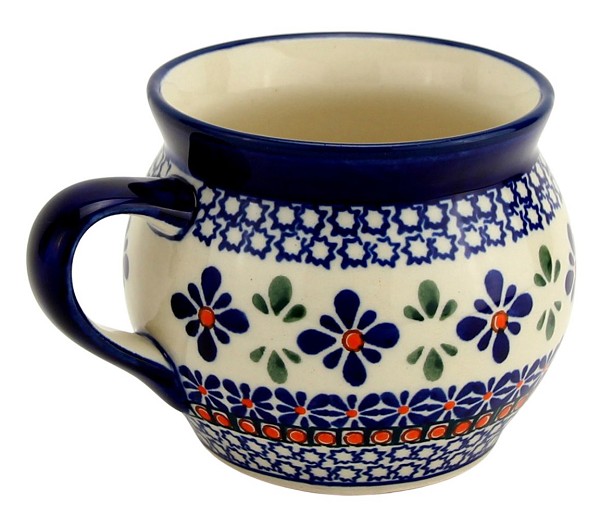 Polish Pottery Bubble Coffee Mug 16 oz, Star Flower | Boleslawiec