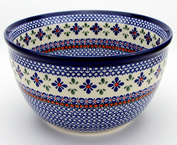Polish Pottery Mixing & Serving Bowl 5 qt, Star Flower | Boleslawiec