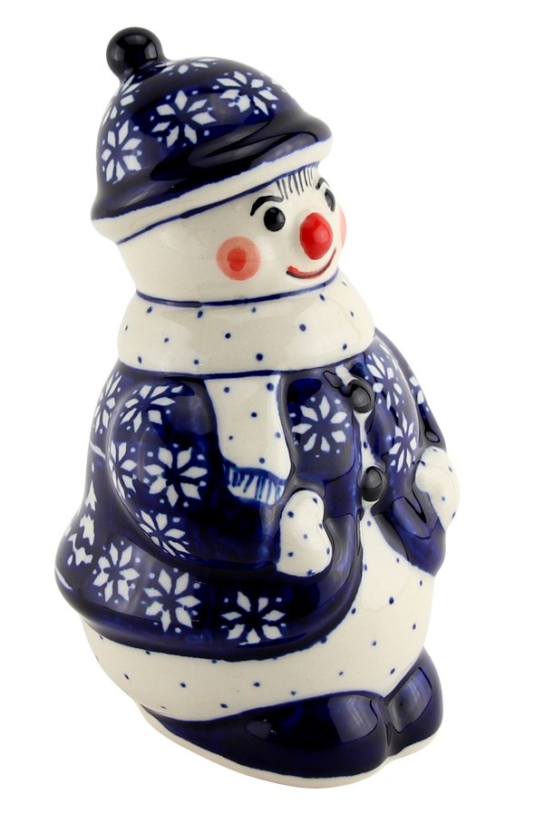 Polish Pottery Snowman Figurine 6.5
