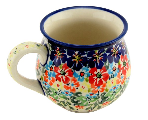 Polish Pottery Coffee Mug 8 oz, Radiant Garden Unikat | Boleslawiec