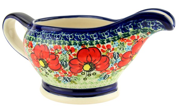 Polish Pottery Gravy Boat 16 oz, Garden Meadow Unikat | Boleslawiec