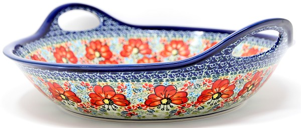 Polish Pottery Large Serving Bowl with Handles – 15