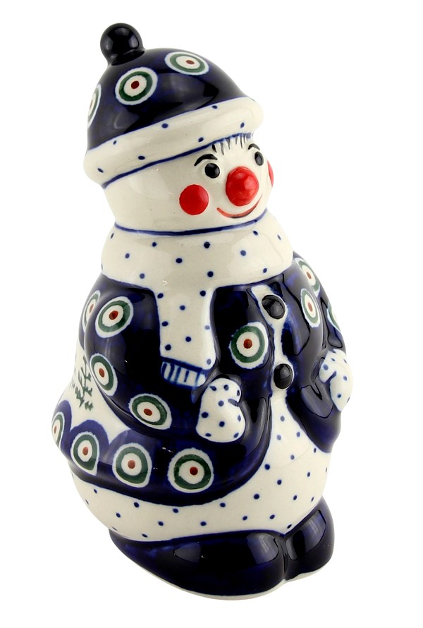Polish Pottery Snowman Figurine 6.5