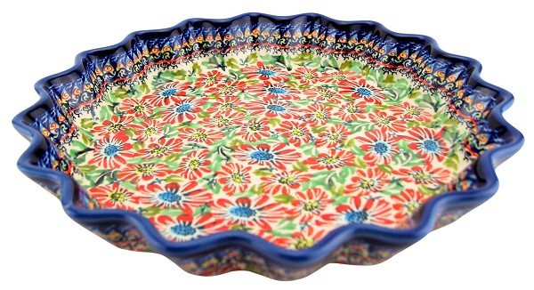 Polish Pottery Scalloped Pie, Tart & Quiche Dish 10.5