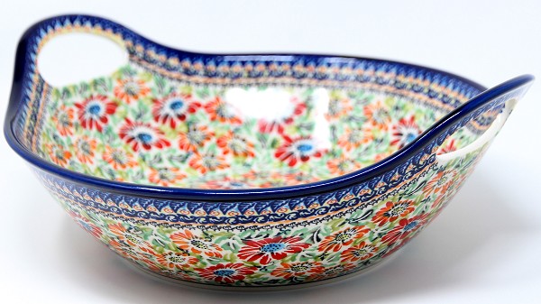 Polish Pottery Serving Bowl with Handles