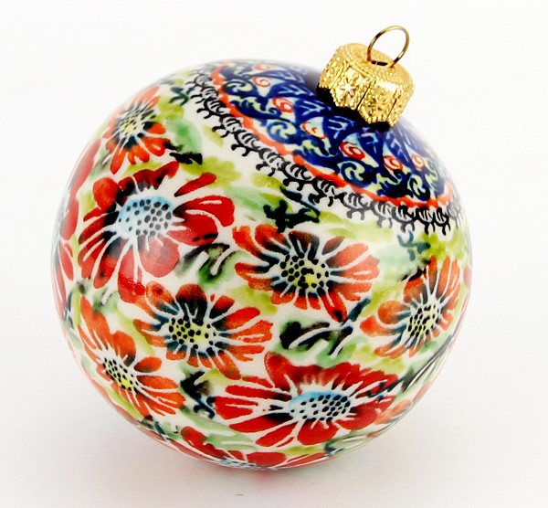 Polish Pottery Christmas Ball Ornament 3.5