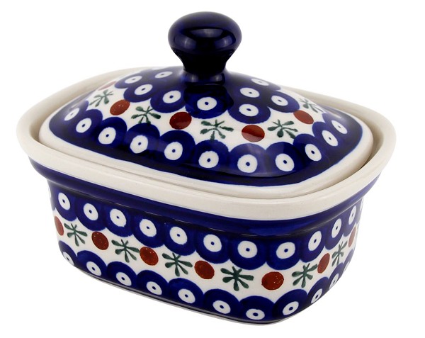 Polish Pottery Butter Dish with Lid 14 oz, Nature | Boleslawiec