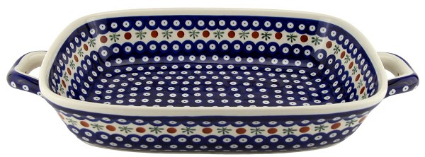Polish Pottery Rectangular Baking Dish with Handles 18