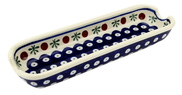 Polish Pottery Corn Cob Holder & Dish 8.75