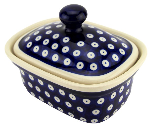 Polish Pottery Butter Dish with Lid 14 oz, Polka Dot | Boleslawiec