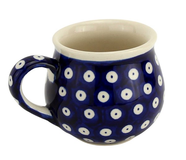 Polish Pottery Coffee Mug 8 oz, Polka Dot | Boleslawiec