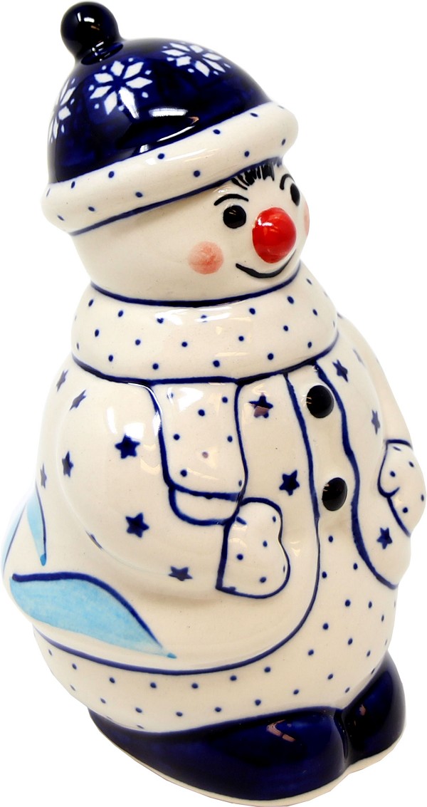 Polish Pottery Snowman Figurine – Handmade Boleslawiec Winter Decor