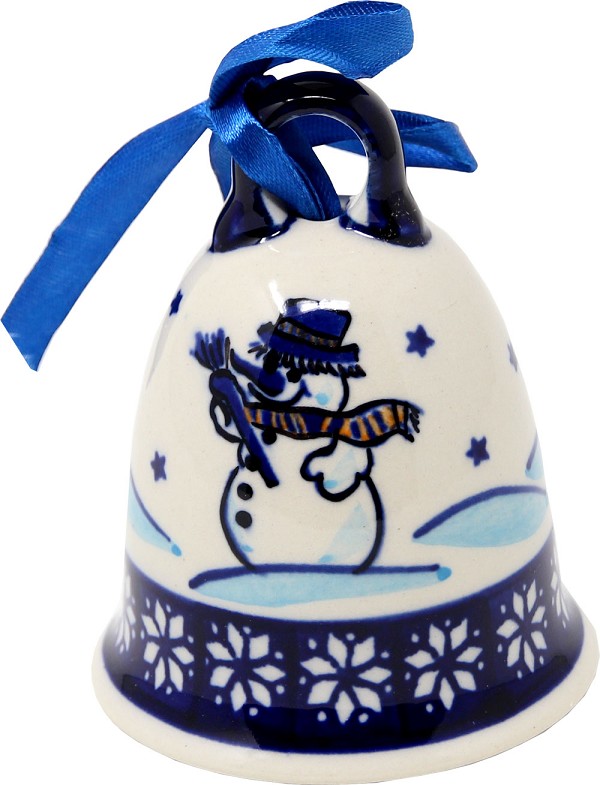 Polish Pottery Christmas Bell – Handmade Stoneware Holiday Ornament by Zaklady Boleslawiec