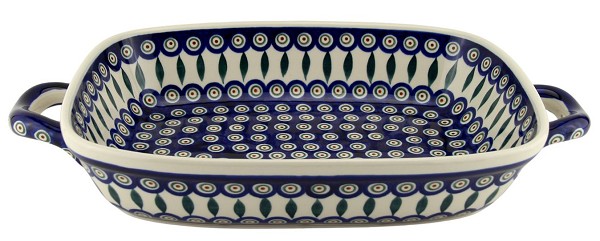 Polish Pottery Rectangular Baking Dish with Handles 18