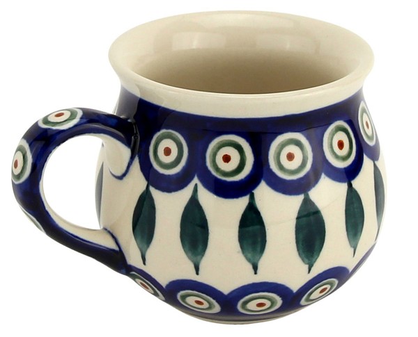 Polish Pottery Coffee Mug 8 oz, Peacock | Boleslawiec