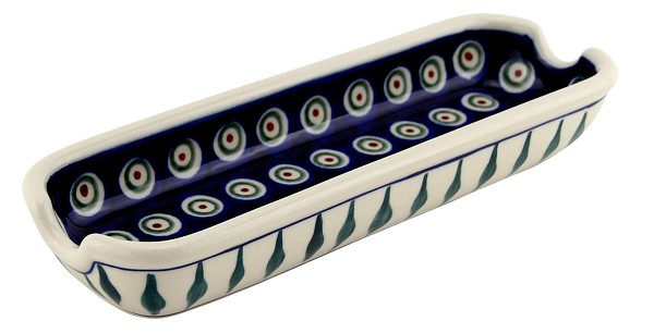 Polish Pottery Corn Cob Holder & Dish 8.75