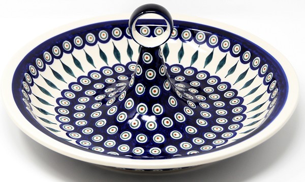 Polish Pottery Serving Bowl with Center Handle 13.5