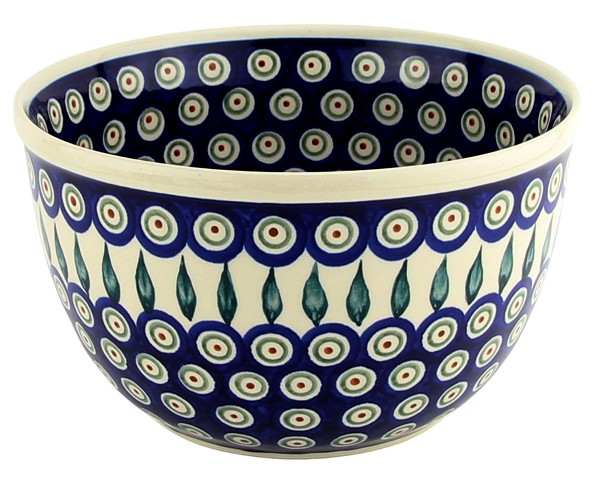 Polish Pottery Mixing & Serving Bowl 2 qt, Peacock | Boleslawiec