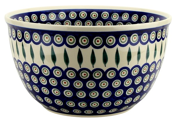 Polish Pottery Mixing & Serving Bowl 5 qt, Peacock | Boleslawiec