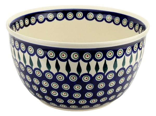 Polish Pottery Mixing & Serving Bowl 5 qt, Peacock | Boleslawiec