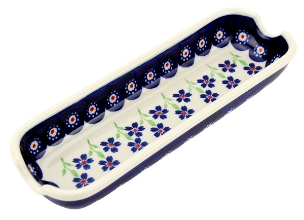Polish Pottery Corn Cob Holder & Dish 8.75