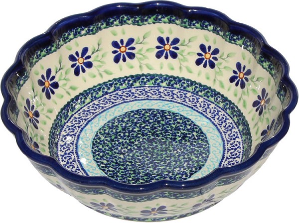 Polish Pottery Scalloped Serving Bowl 9.5