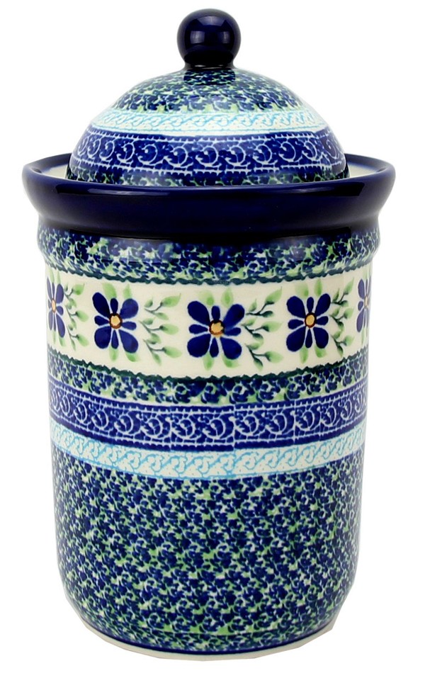 Polish Pottery Kitchen Canister with Lid 6 Cups / 45 oz, Sweet Violet | Boleslawiec