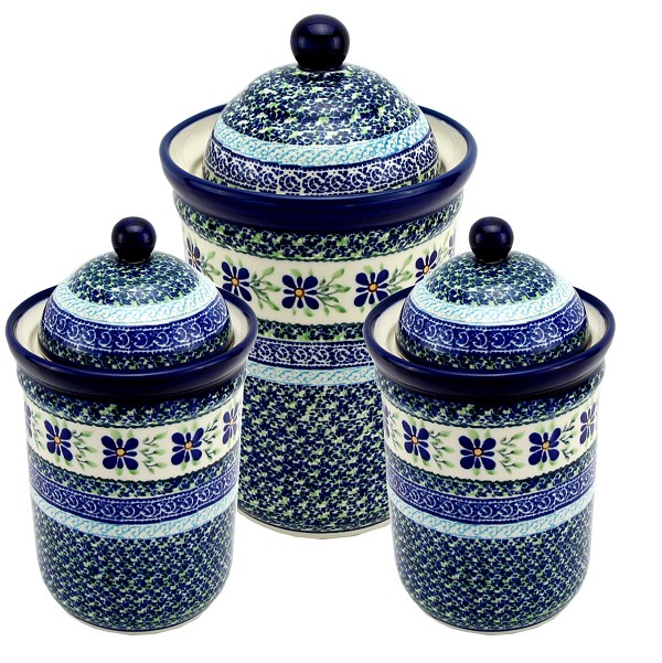 Polish Pottery 3-Piece Kitchen Canister Set, Sweet Violet | Boleslawiec