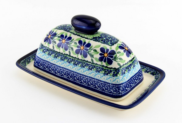 Polish Pottery Butter Dish with Lid, Sweet Violet | Boleslawiec