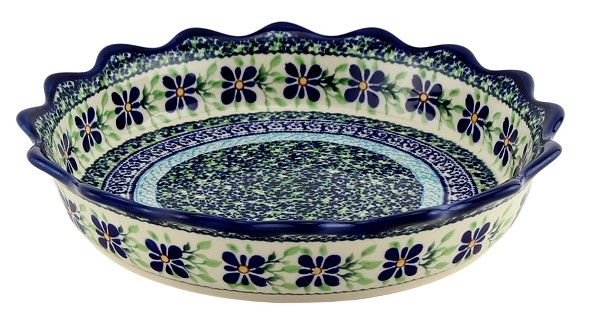 Polish Pottery Fluted Pie & Quiche Dish 9