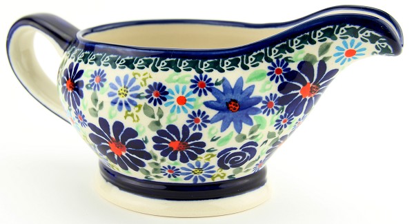 Polish Pottery Gravy Boat 16 oz, Floral Swirl Celebration | Boleslawiec