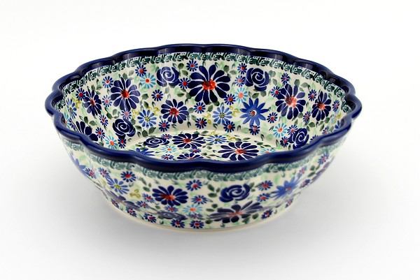 Polish Pottery Scalloped Serving Bowl 9.5