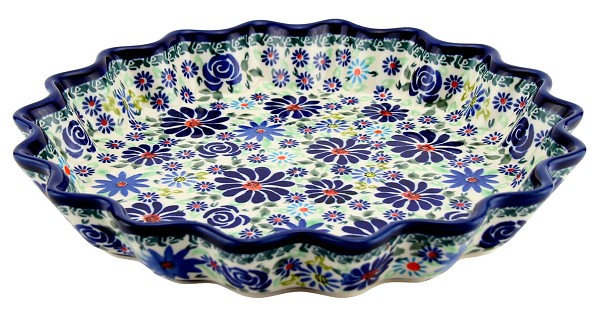Polish Pottery Scalloped Pie, Tart & Quiche Dish 10.5
