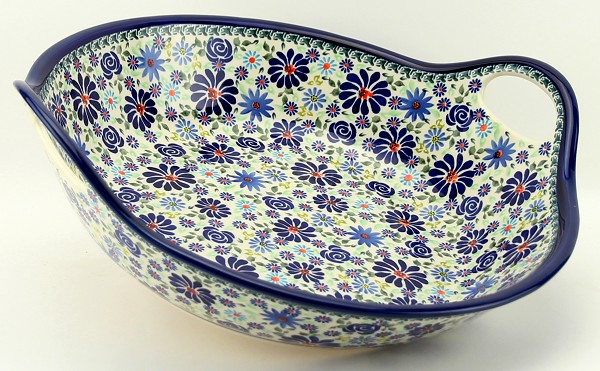 Polish Pottery Large Serving Bowl with Handles – 15